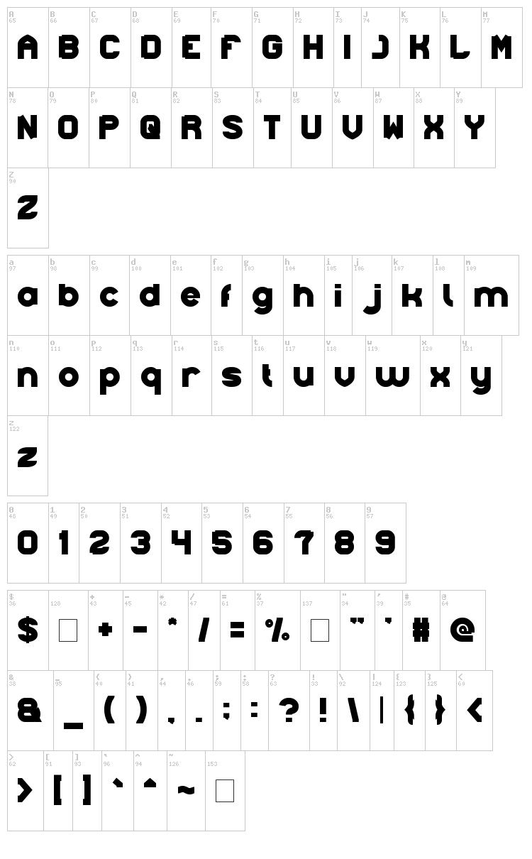 Cannon Ball font map